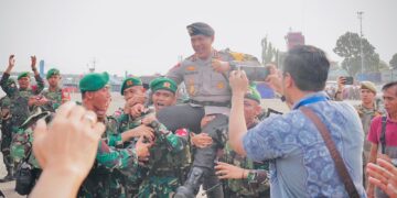 Kapolda Sumsel Hadiri Upacara Pemberangkatan Satgas Pamtas Pasukan Yonif 141/AYJP Oleh Panglima Kodam II/Sriwijaya