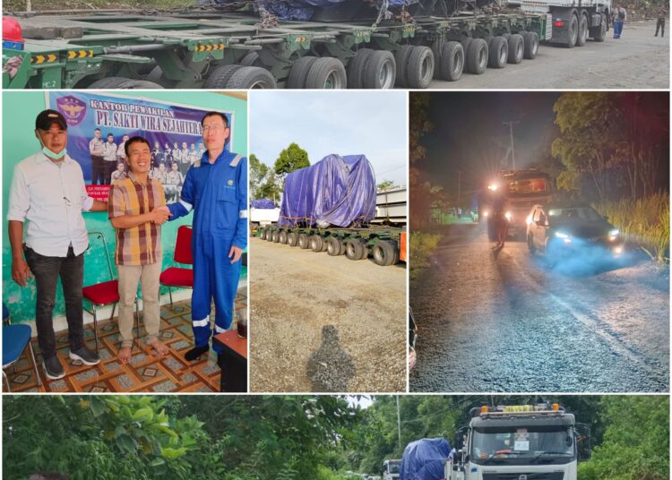 Mobilisasi Konvoi armada trailer yang bermuatan travo utama untuk pembangunan PLTP Lumut Balaidikawal langsung oleh Brimob Polda Sumsel